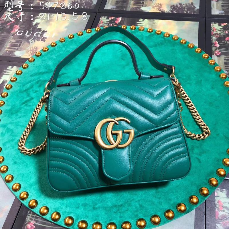 Gucci Chain Shoulder Bag 547260 Full Leather Ink Green